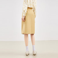 秋水伊人简约百搭高腰半身裙春季修身显高质感中长款裙子 米色 XL