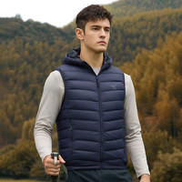大白鲨 男士连帽休闲羽绒马甲 春季无袖外套