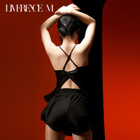 涞觅润丝 Limerence M【晚安】吊带睡衣睡裤内搭套装简约丝滑细腻美背性感家居服 睡裤 短裤 雅致黑 M