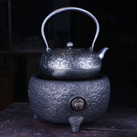鹤寿堂 砂铁壶 全手工无涂层铸铁茶壶 铁壶+专用铸铁电陶炉B
