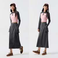 森马 Semir半身裙女开叉直筒长裙盐系酷春季街头酷飒风辣妹工装裙山系 灰色调00422 180/82A/XXXL