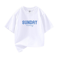 真维斯男童圆领短袖T恤上衣春夏季款简约英文图案印花宽松衣服T恤KD 白色2100 130 cm