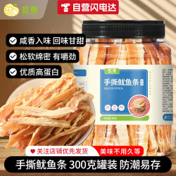 签果 碳烤鱿鱼条干货手撕鱿鱼丝零食即食小吃解馋海鲜海味耐吃 碳烤原味鱿鱼条300克/罐