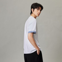 杰克·琼斯春夏潮简约字母印花假两件凉感短袖T恤上衣男224101133 190/108A/XXL A06本白色