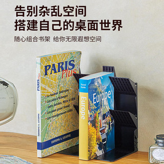递乐文具 DiLe 风琴式书立架阅读架书夹桌上书架桌面固定书本课桌收纳用夹书挡板架 9015米色 【亚克力】风琴式书立-米色