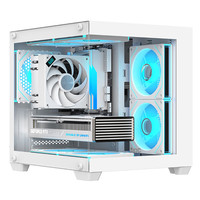 AOC海景房机箱CG381高颜值桌面电脑游戏台式机主机箱支持MATX主板全侧透双面钢化玻璃7风扇位itx机箱 CG381W白+3个T120白【默认3正】