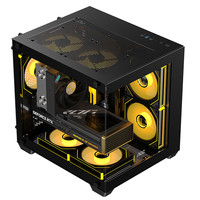 AOC海景房机箱CG381高颜值桌面电脑游戏台式机主机箱支持MATX主板全侧透双面钢化玻璃7风扇位itx机箱 CG381B黑+A500BO电源黑【额定500W】