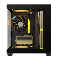 AOC海景房机箱CG381高颜值桌面电脑游戏台式机主机箱支持MATX主板全侧透双面钢化玻璃7风扇位itx机箱 CG381B黑【支持MATX主板/240水冷】