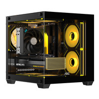 AOC海景房机箱CG381高颜值桌面电脑游戏台式机主机箱支持MATX主板全侧透双面钢化玻璃7风扇位itx机箱 CG381B黑+5个T120黑【2反3正】