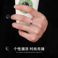 中国黄金菱形足银戒指男士活口素圈指环老公周年 足银菱形男戒【京速达】