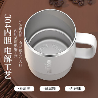 CTRLEND马克杯带盖茶水分离304不锈钢内胆/PP办公室咖啡杯高颜值饮用水杯 黑色【PP内胆不含茶漏 1个 550ml