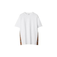 Burberry博柏利男女同款/款格纹徽标落肩袖短袖T恤 黑色