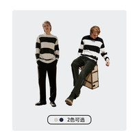 杰克琼斯outlets秋男士衣服质感时尚可机洗条纹针织衫毛衣男装 E37 墨蓝 165/88A/XS