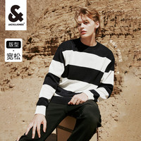 杰克琼斯outlets秋男士衣服质感时尚可机洗条纹针织衫毛衣男装 E37 墨蓝 170/92A/S