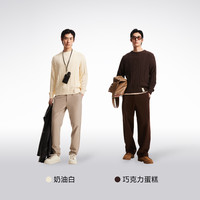 杰克琼斯秋季宽松圆领衣身织花毛衣基础长袖毛针织衫男款男装 巧克力蛋糕E11 185/104A/XL