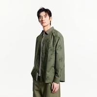 杰克琼斯春季休闲潮流百搭舒适衣身图案满印翻领衬衫外套男装 E11卡其色 170/92A/S