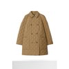 BURBERRY博柏利女士棕色聚酯制Logo标贴翻领双排扣棉服