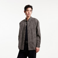 杰克琼斯春季潮流静奢风花卉图案满印宽松翻领衬衫男款男装 C57矿物灰 175/96A/M