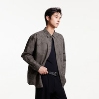 杰克琼斯春季潮流静奢风花卉图案满印宽松翻领衬衫男款男装 C57矿物灰 170/92A/S