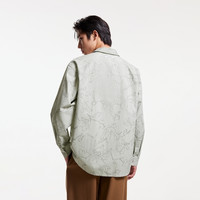 杰克琼斯春季潮流静奢风花卉图案满印宽松翻领衬衫男款男装 E40黑色 170/92A/S