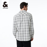 杰克琼斯秋季衬衫潮通勤上班法斗狗翻领纯棉衬衣休闲男装 C43缎白色1 190/108A/XXL