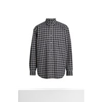 BURBERRY/博柏利 男士蓝黑色棉质迷你格纹多扣领长袖衬衫