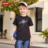 Levi's 李维斯童装男女童短袖T恤纯棉夏季501系列儿童上衣短t 流星黑 150 /72 【身高140-152cm】
