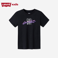 Levi's 李维斯童装男女童短袖T恤纯棉夏季501系列儿童上衣短t 流星黑 130 /64 【身高116-122cm】