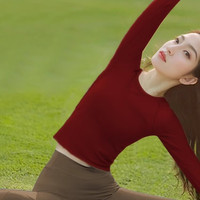 双秀瑜伽服上衣女2024高级感秋冬可外穿高弹显瘦普拉提运动长袖 安可拉红上衣 【升级螺纹款】 XL （120-135）