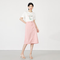 秋水伊人盐系少女感高腰牛仔半身裙夏季女甜美彩色裙子 粉红 S