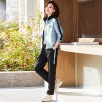 装春季百搭套装中年女装气质外套中老年春秋休闲裤免搭两件套