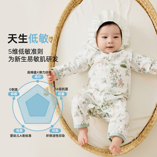 威尔贝鲁（WELLBER）新生婴儿衣服男女宝宝儿童装柔软哈衣连体衣25春 鹿林小萌虎73cm
