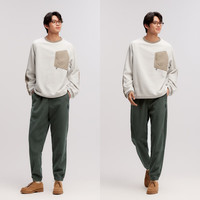 森马 Semir卫衣男抗静电摇粒绒冬季撞色拼接时尚上衣户外风109724116103 浅卡其50355 XL (180)