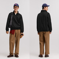 森马 Semir卫衣男加绒冬发热抑菌半开襟上衣宽松百搭装109724116201 黑色90001 2XL (185)