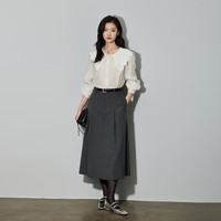 丽丽 LILY春女装莱赛尔天丝含绵羊毛复古优雅通勤款垂感白衬衫 604米白 XL