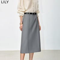 丽丽 LILY夏女装气质职业通勤款百搭显瘦高腰铅笔裙直筒半身裙 501灰色 M