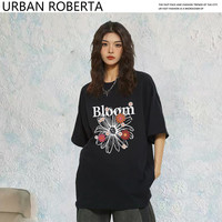 UR(服装鞋帽类)2025夏季纯色字母印花圆领短袖T恤 120 U6069黑色