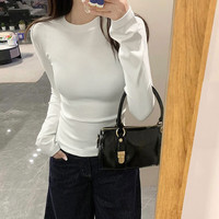 俞兆林长袖T恤正肩圆领打底衫女春秋2025新款收腰显瘦外穿针织上衣