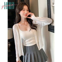 Halo Queen针织开衫女春夏V领连衣裙透气时尚外披空调衫上衣外套