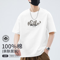 【100%纯棉】单件男式t恤短袖男上衣半袖字母印花打底T恤