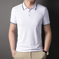 LR真维斯男装POLO衫上衣2025夏装衬衫男士休闲轻商务修身短袖 180/96A/XXL 白色2100