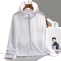 Simboo防晒衣女男春夏轻薄透气UPF50+防晒服钓鱼服休闲大码夹克冰丝 20201白色-女 (反光条款) L
