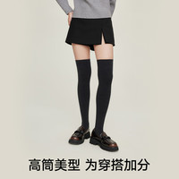 松山棉店高筒袜女士弹力保暖过膝长筒袜子防滑秋冬季外穿百搭 黑色 1双 均码 （女34-39尺码）