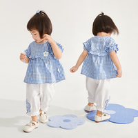 JELLYBABY女童套装短袖宝宝夏季童装2025儿童洋气时髦夏装 蓝色 100 100cm