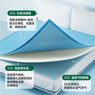 绘睡硅胶凉席A类软凉席夏季凉感小冰席软垫单凉席 极光蓝