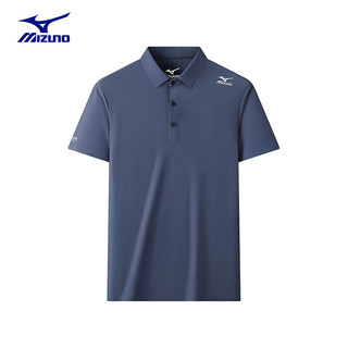 美津浓 Mizuno户外POLO衫男士翻领速干短袖冰丝T恤 黑色 4XL