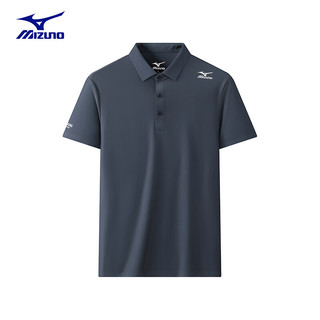 美津浓 Mizuno户外POLO衫男士翻领速干短袖冰丝T恤 黑色 4XL