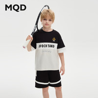 马骑顿（MQD）MQD童装男大童24夏潮酷休闲撞色运动短袖套装 黑色 150cm