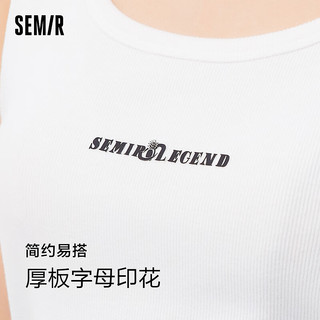 森马 Semir背心女短款紧身字母简约衣服夏气质大圆领上衣小个子 本白10102 180/100A/XXXL