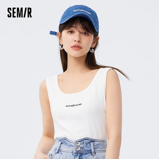 森马 Semir背心女短款紧身字母简约衣服夏气质大圆领上衣小个子 本白10102 180/100A/XXXL